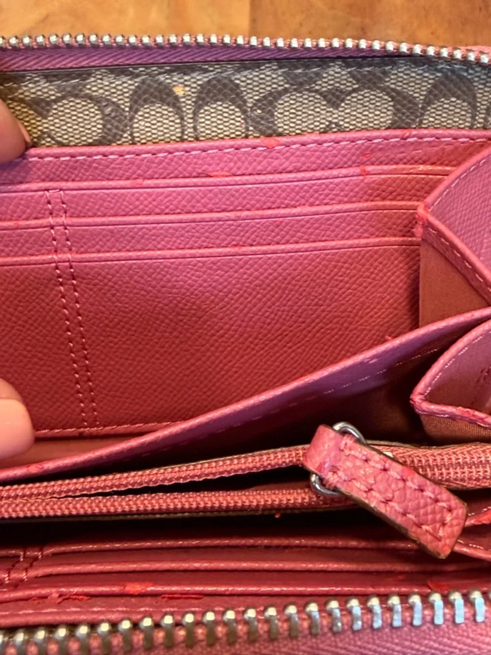 Coach Barbiecore Pink Leather 3/4 Zip Wallet 2010s (GUC)‎